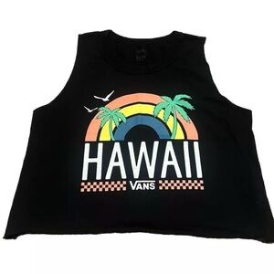 VANS Girls Tank Crop Top Women's XS Black Hawaii Island Extra Small